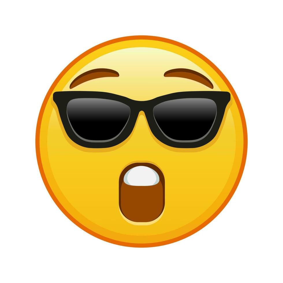 visage avec ouvert bouche et des lunettes de soleil grand Taille de Jaune emoji sourire vecteur