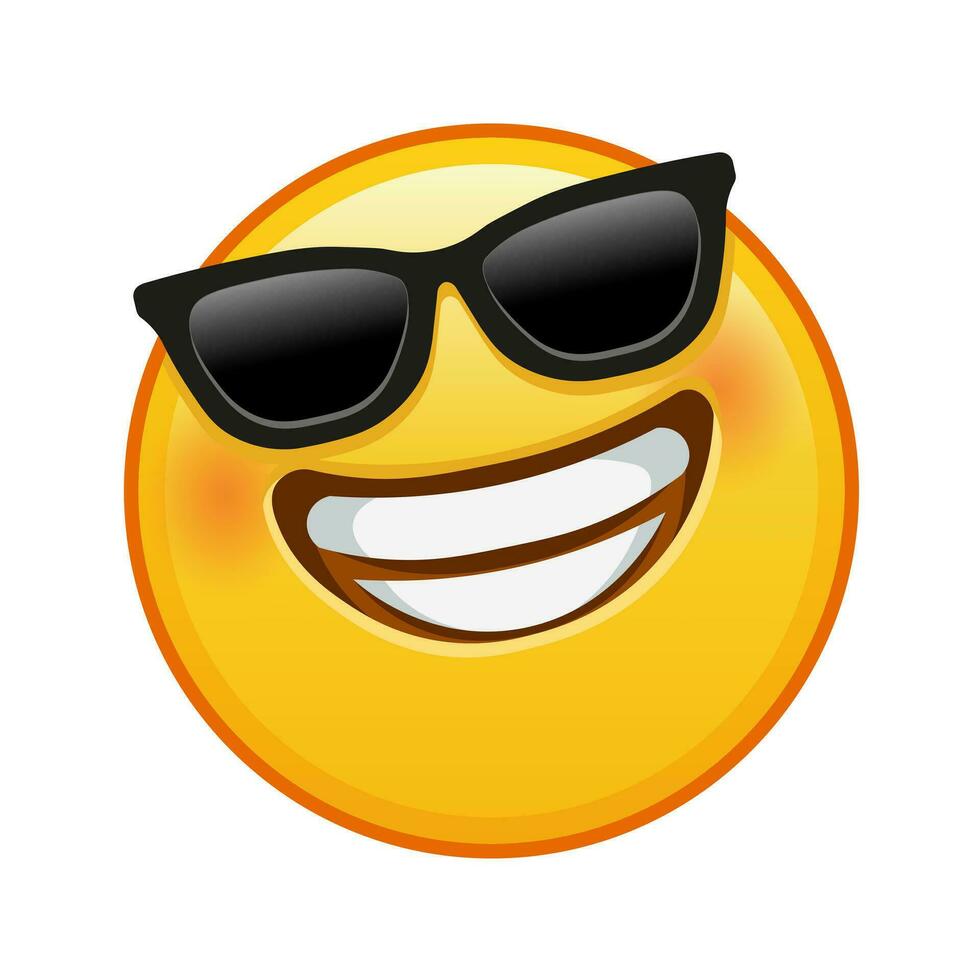 sourire visage avec en riant yeux et des lunettes de soleil grand Taille de Jaune emoji sourire vecteur