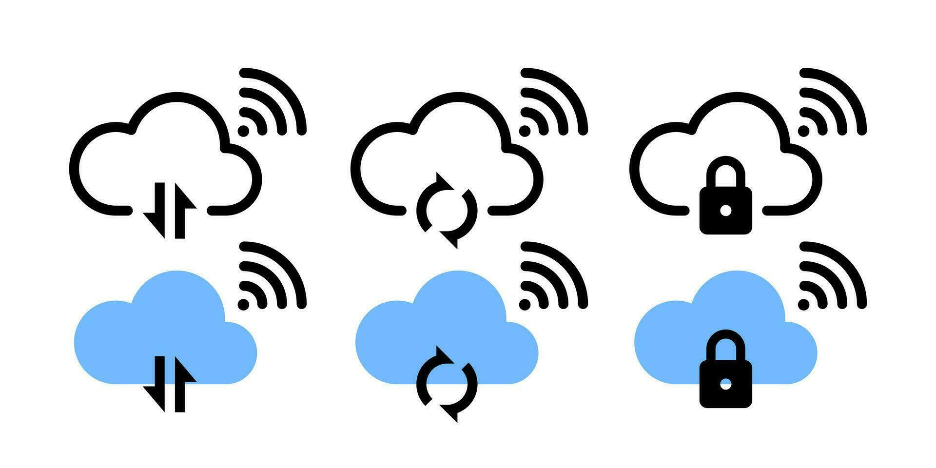 nuage un service et réseau Icônes. vecteur Icônes