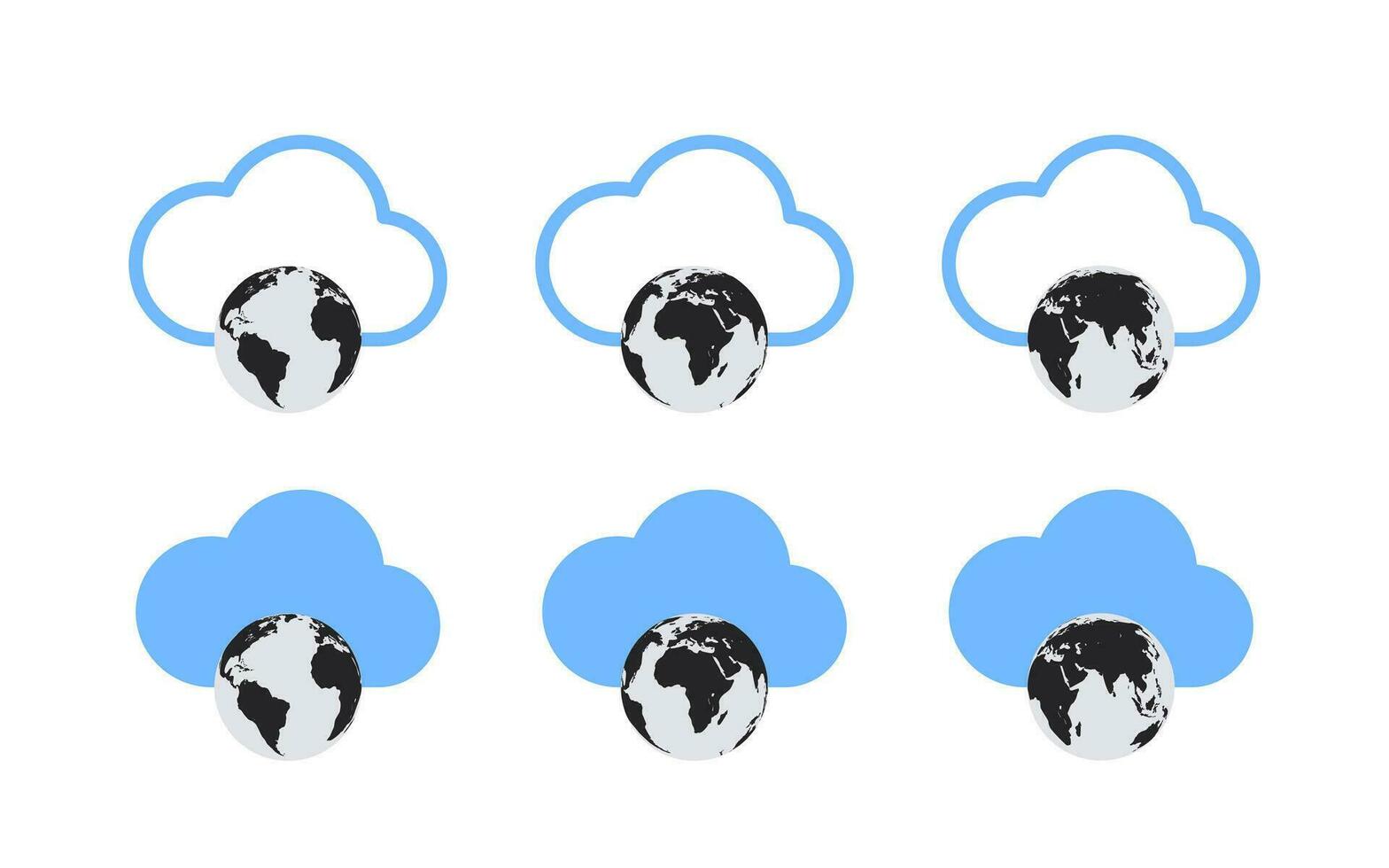 nuage et globe. nuage Les données transfert. vecteur Icônes