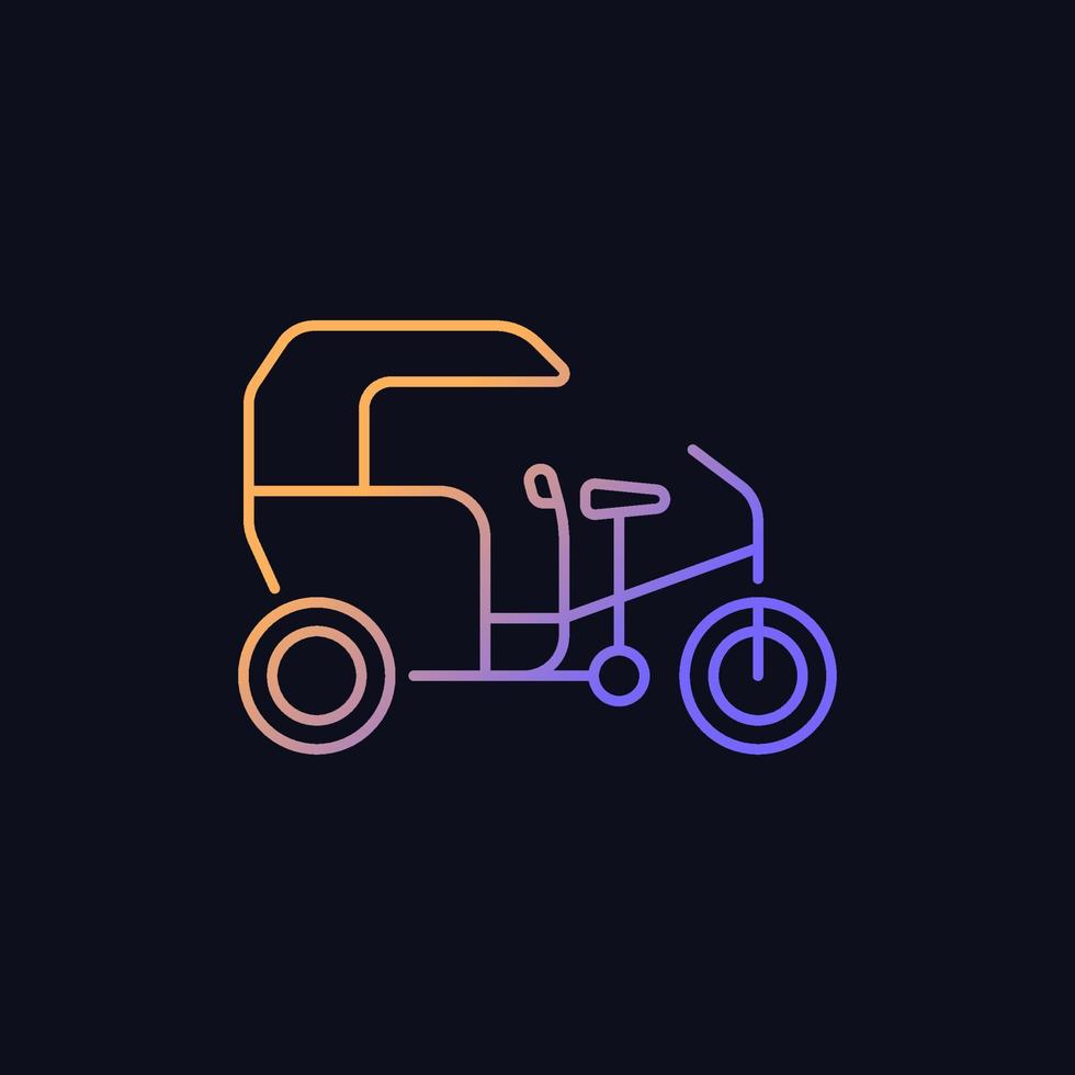 icône de vecteur de dégradé de taxi tricycle pour thème sombre