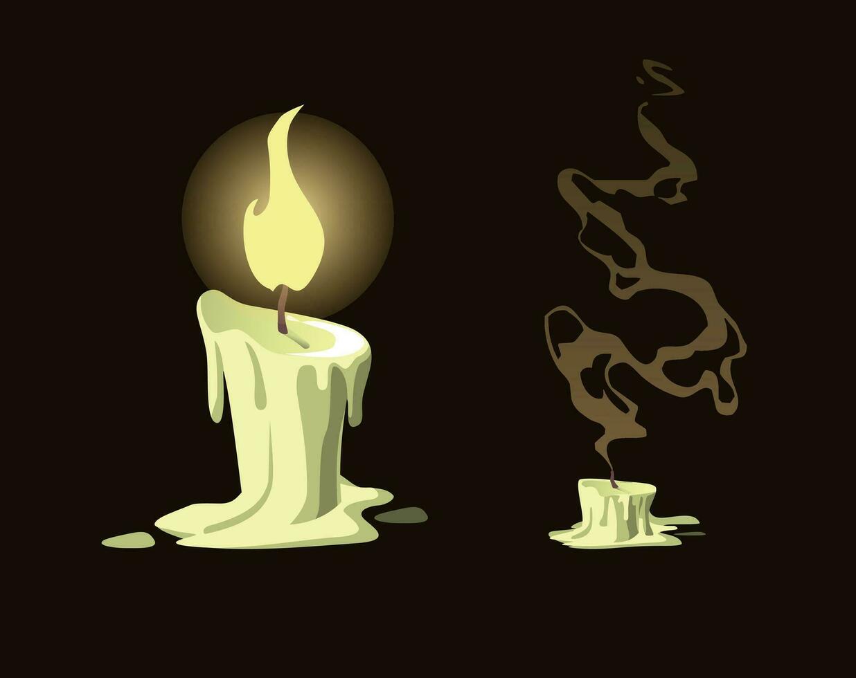 illustration de une brûlant bougie et un éteint bougie vecteur