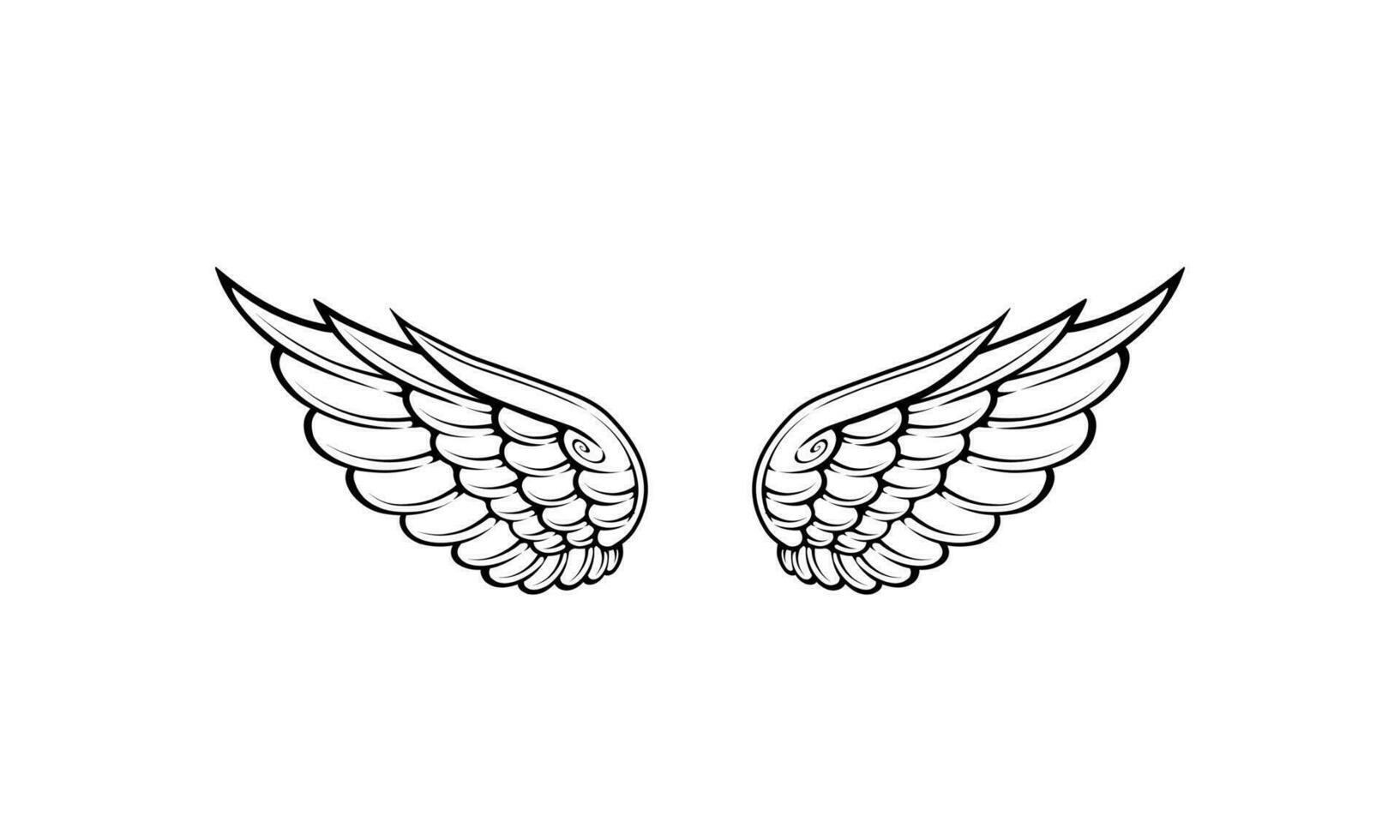 dessin au trait et contour des ailes d'ange vecteur libre