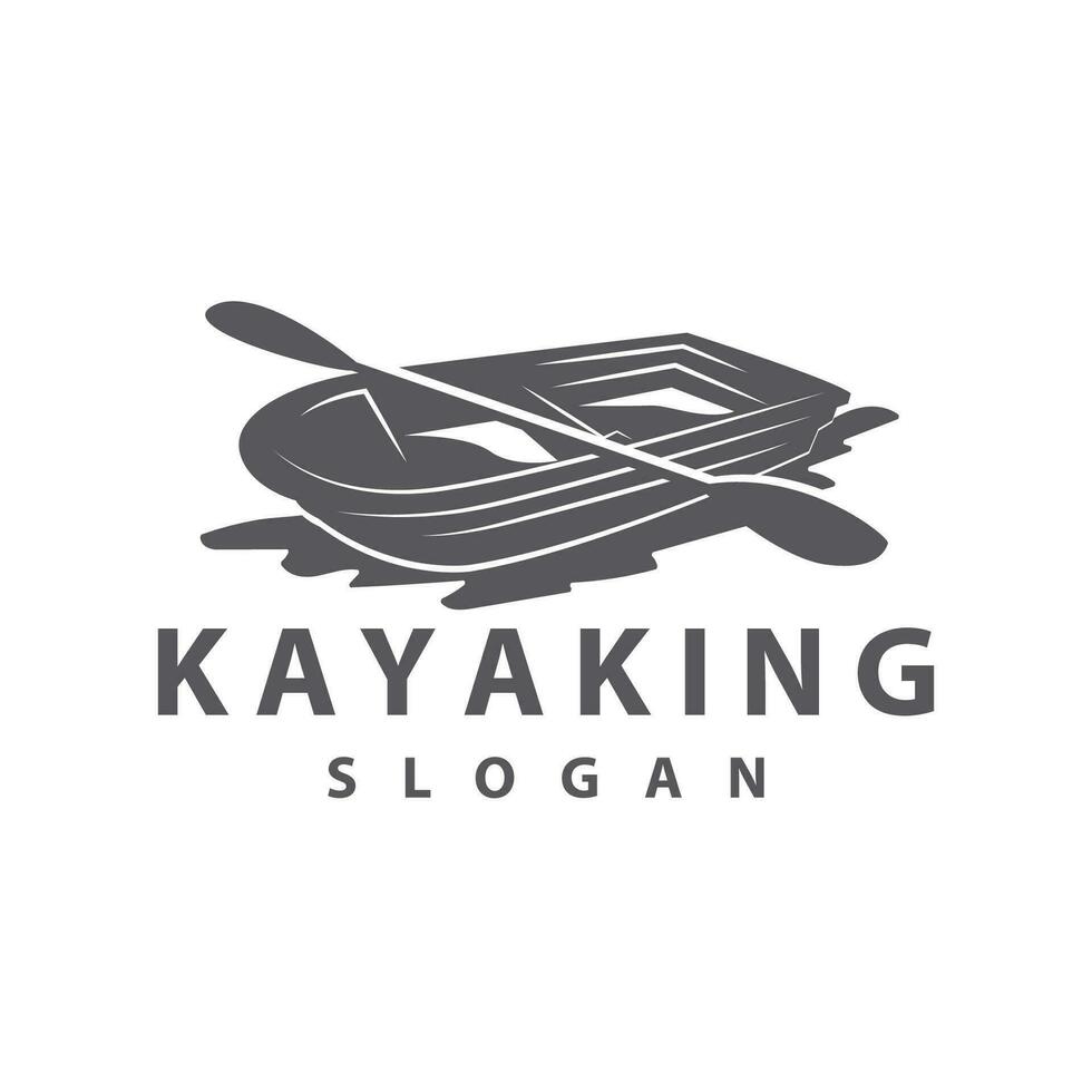 kayak logo canoë pagayer sauvage aventure rivière conception vecteur illustration ancien style