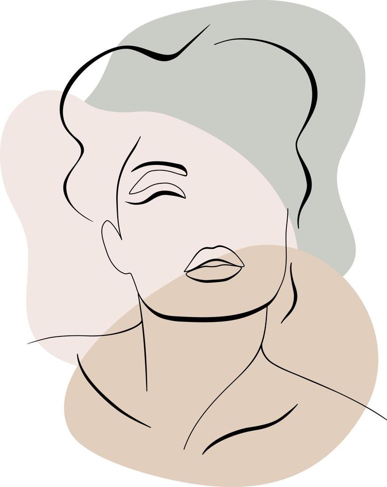 portrait de mode lineart de belle jeune femme vecteur