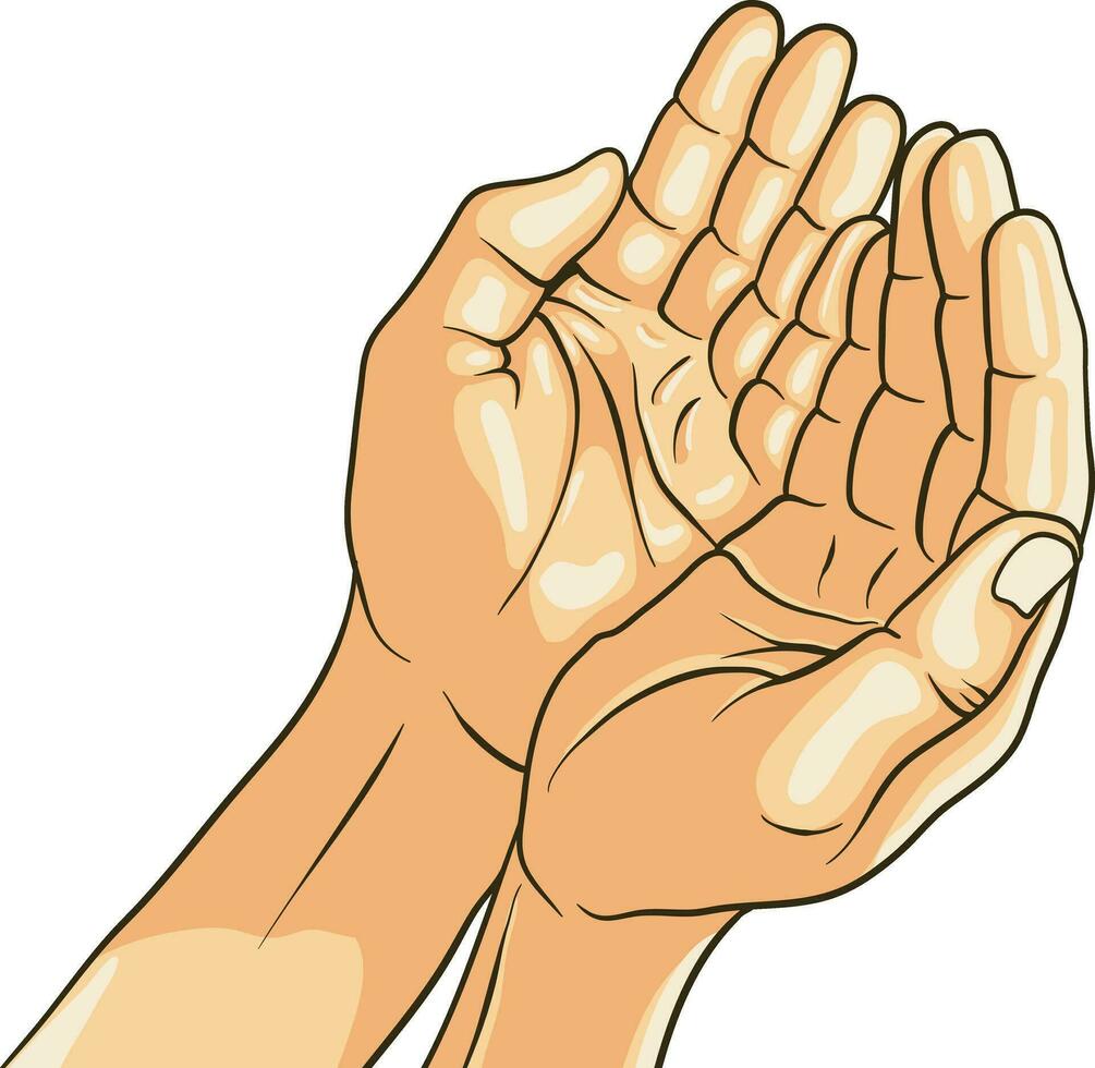 illustration de la main en prière vecteur