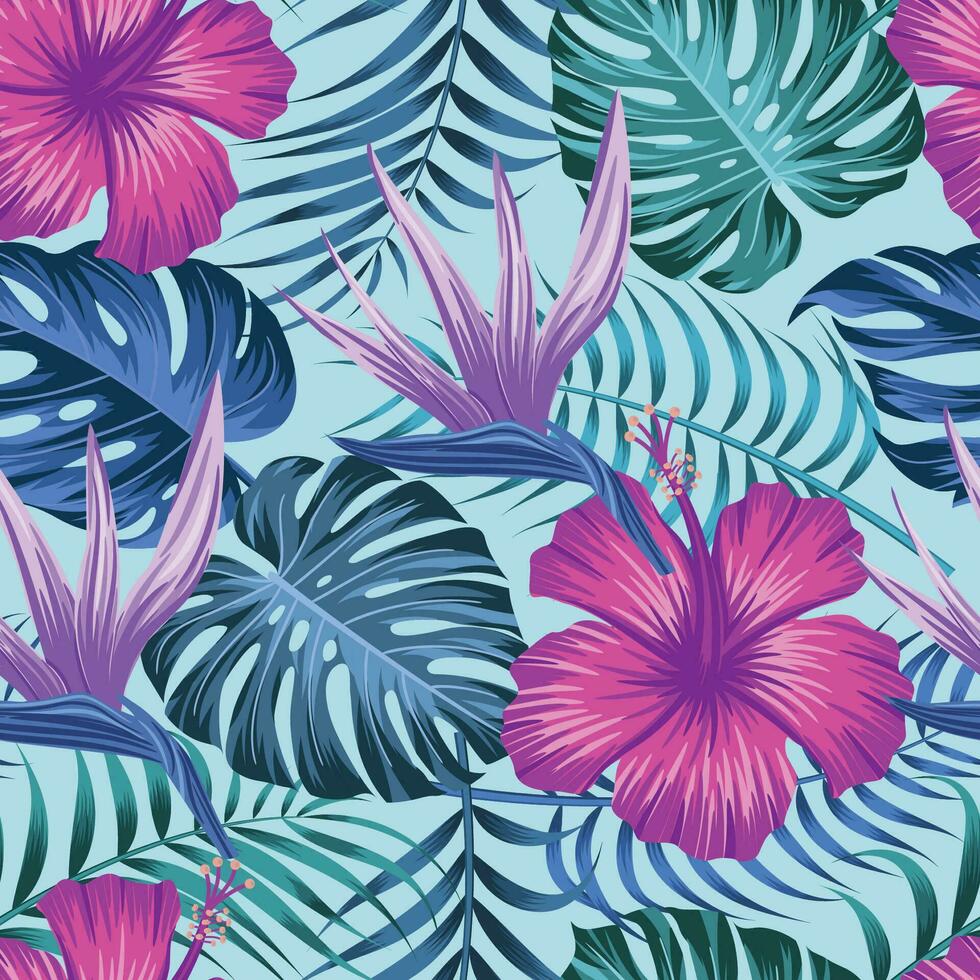 motif floral sans couture avec des feuilles. fond tropical vecteur