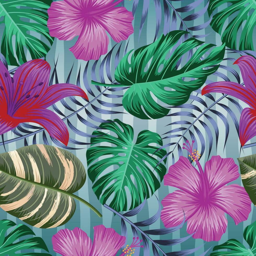 motif floral sans couture avec des feuilles. fond tropical vecteur