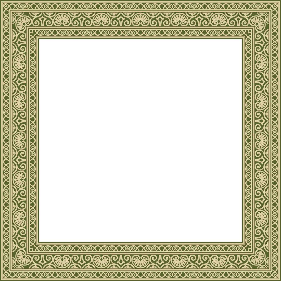 vecteur or et vert carré classique Renaissance ornement. interminable européen frontière, la relance style Cadre