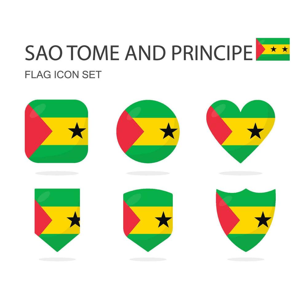 sao tome et principe 3d drapeau Icônes de 6 formes tout isolé sur blanc Contexte. vecteur