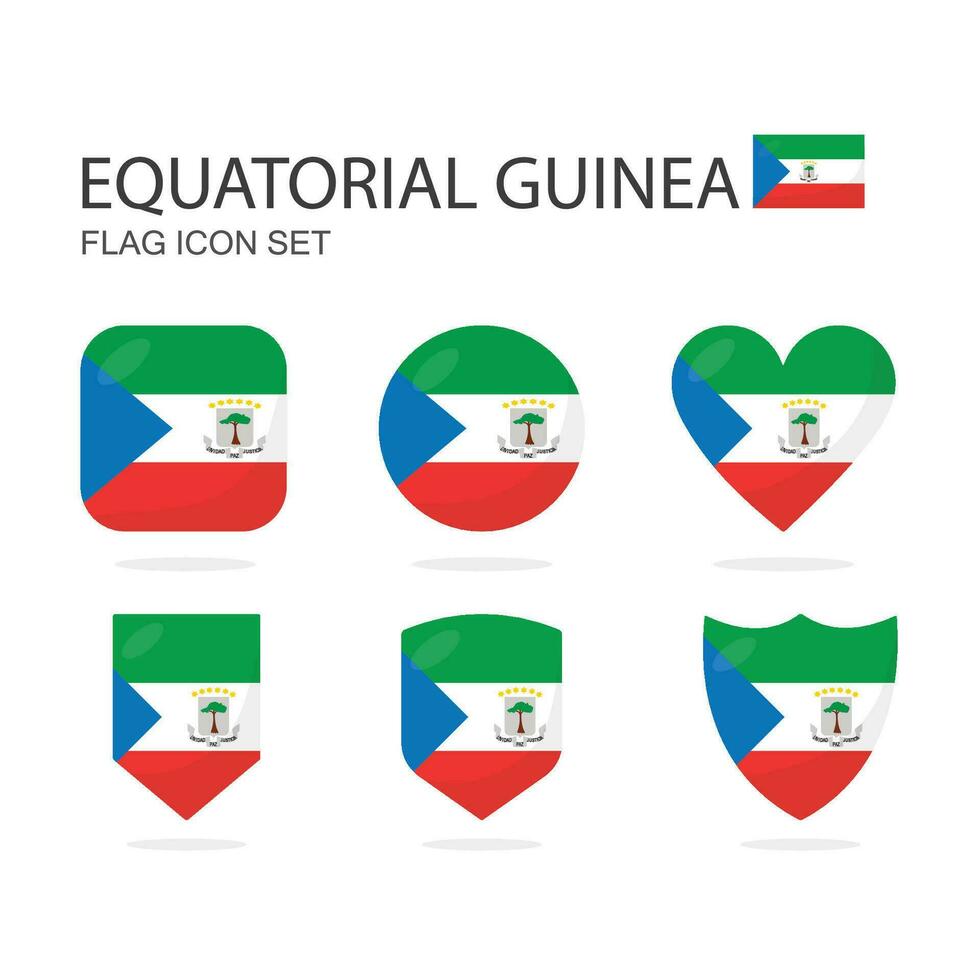 équatorial Guinée 3d drapeau Icônes de 6 formes tout isolé sur blanc Contexte. vecteur