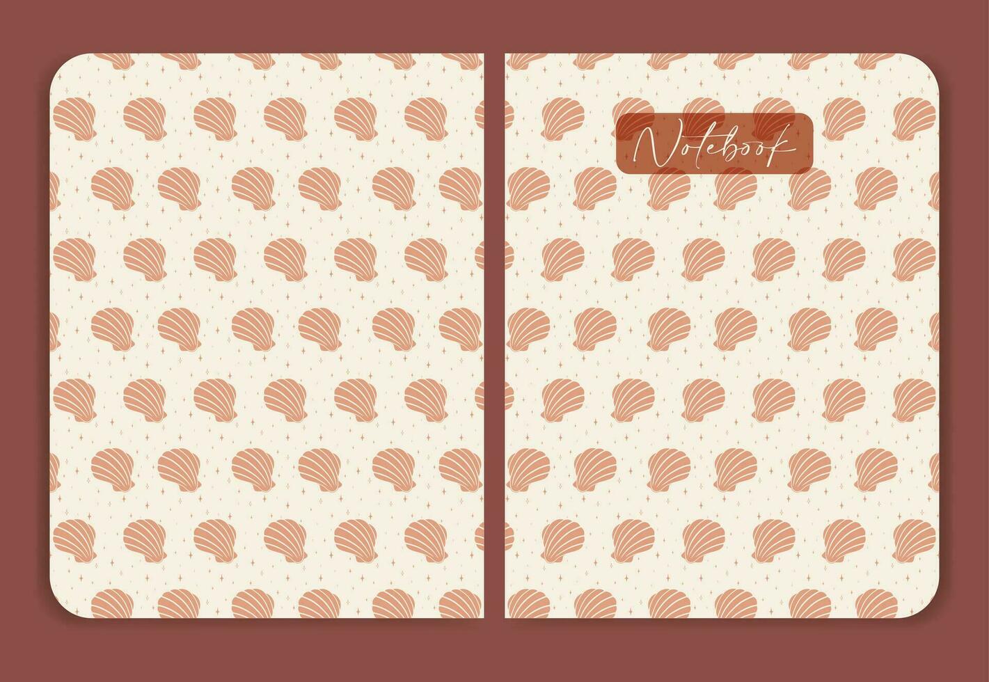 couverture page conception pour carnet dans minimaliste style. coquillage rose et beige illustration vecteur