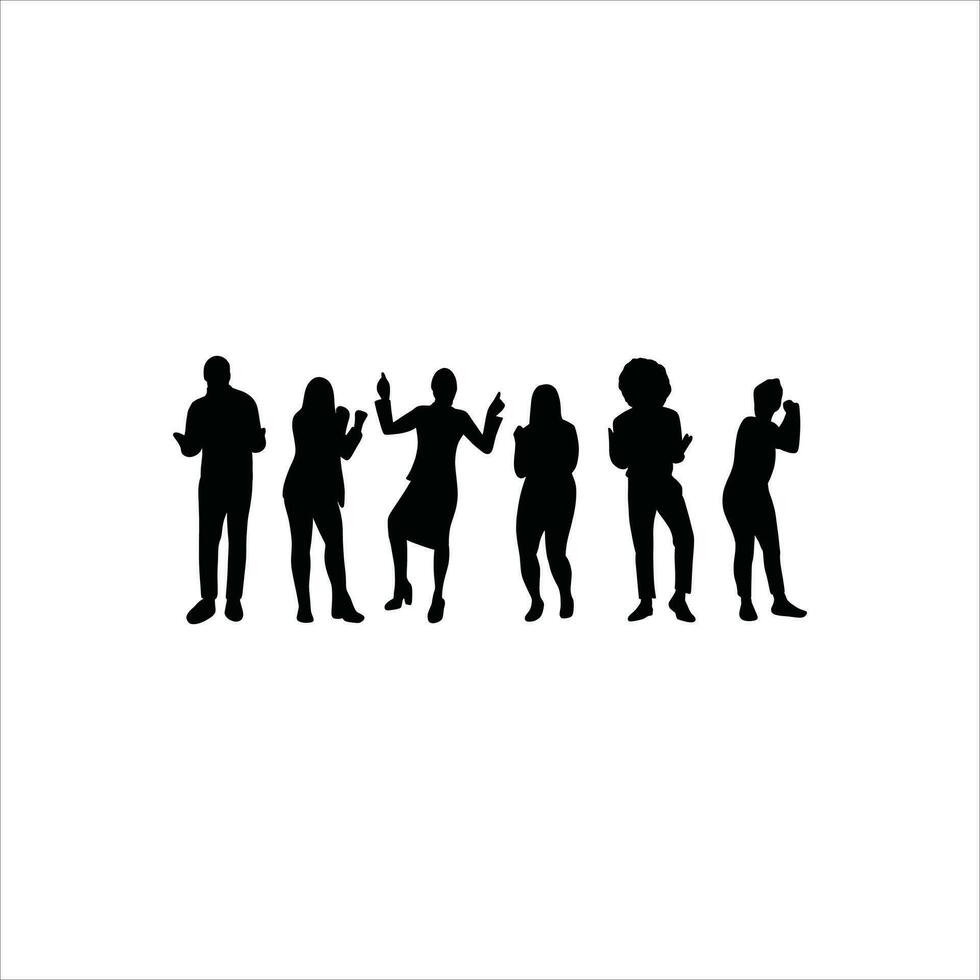 silhouettes de gens travail groupe de permanent affaires gens vecteur eps dix