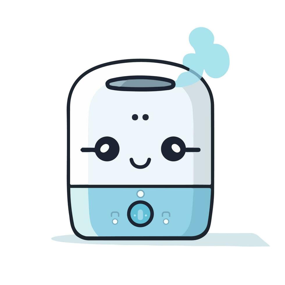 mignonne dessin animé humidificateur pour chambre, maison, plat, bureau. équipement, domestique, air purificateur, vaporisateur. vecteur illustration pour tout conception.