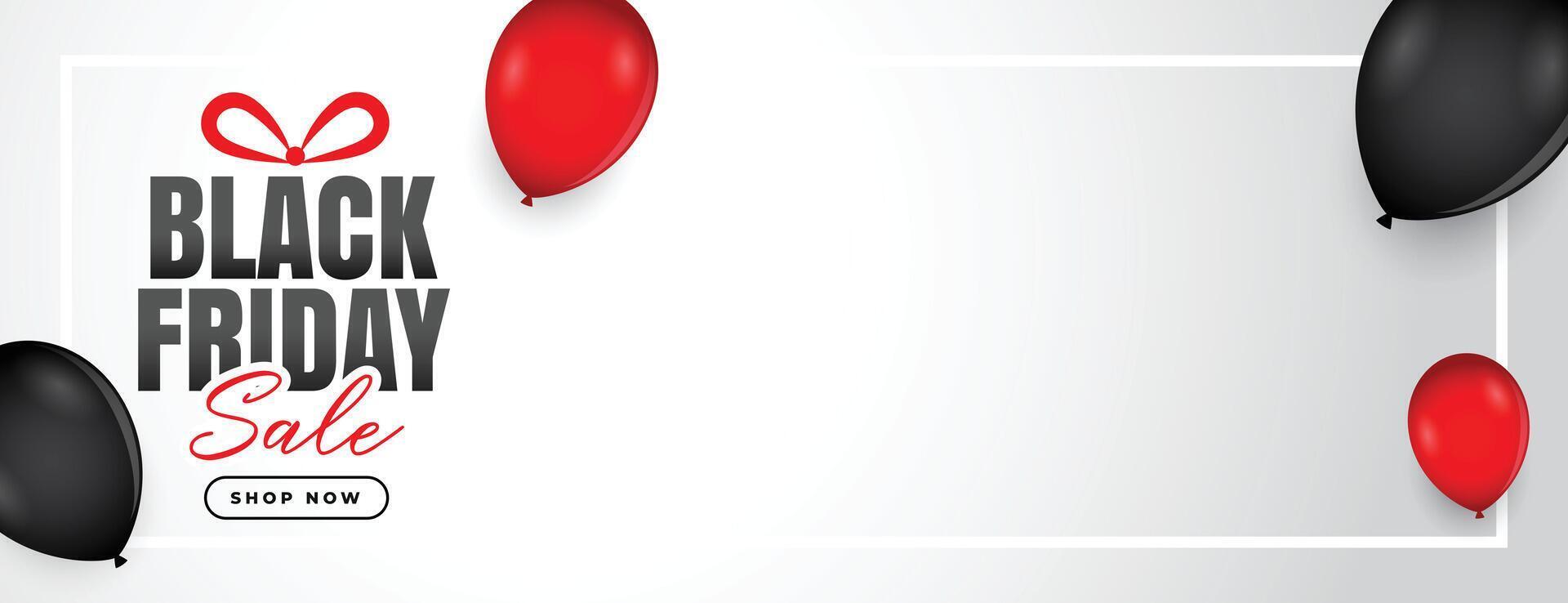 noir Vendredi vente bannière avec des ballons et texte espace vecteur
