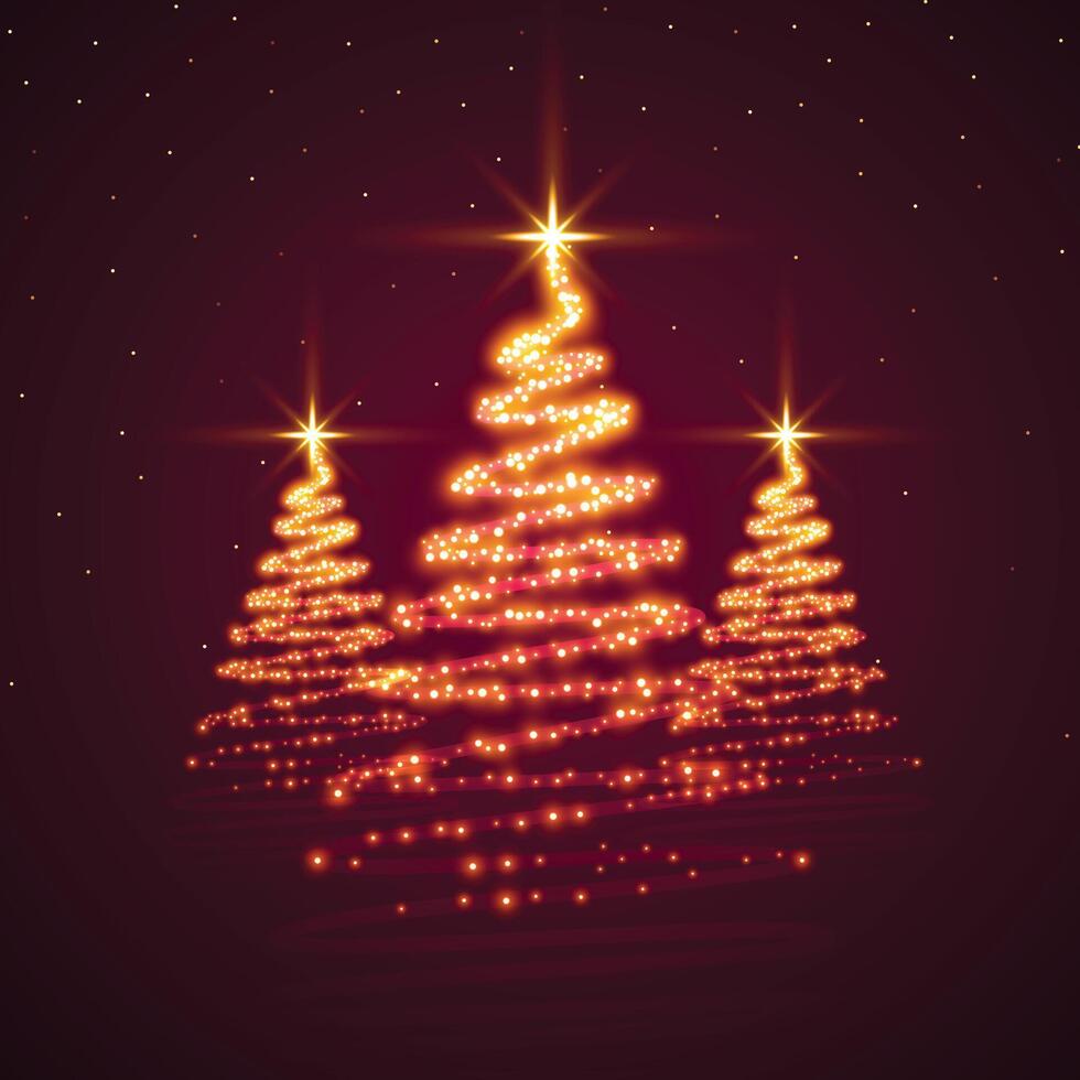 magique pétillant Noël arbre avec d'or étoile vecteur