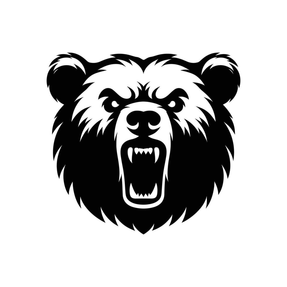 vecteur illustration en colère ours silhouette logo icône symbole tatouage