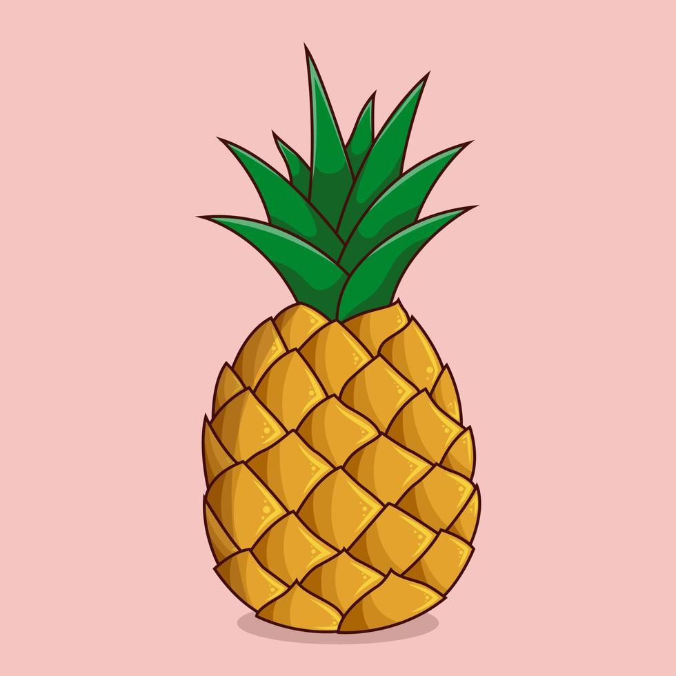 ananas coloré. croquis avec ananas coupé. illustration vectorielle isolée. vecteur