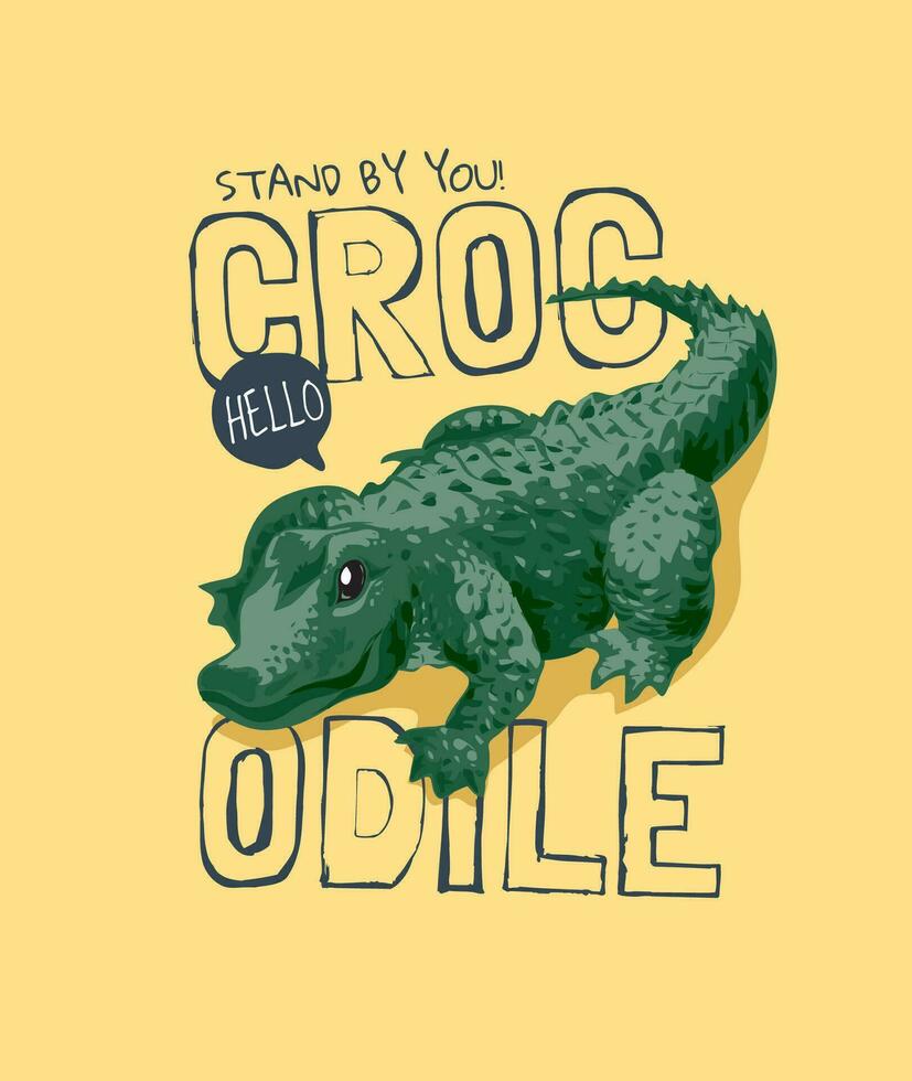 crocodile slogan avec dessin animé crocodile vecteur illustration