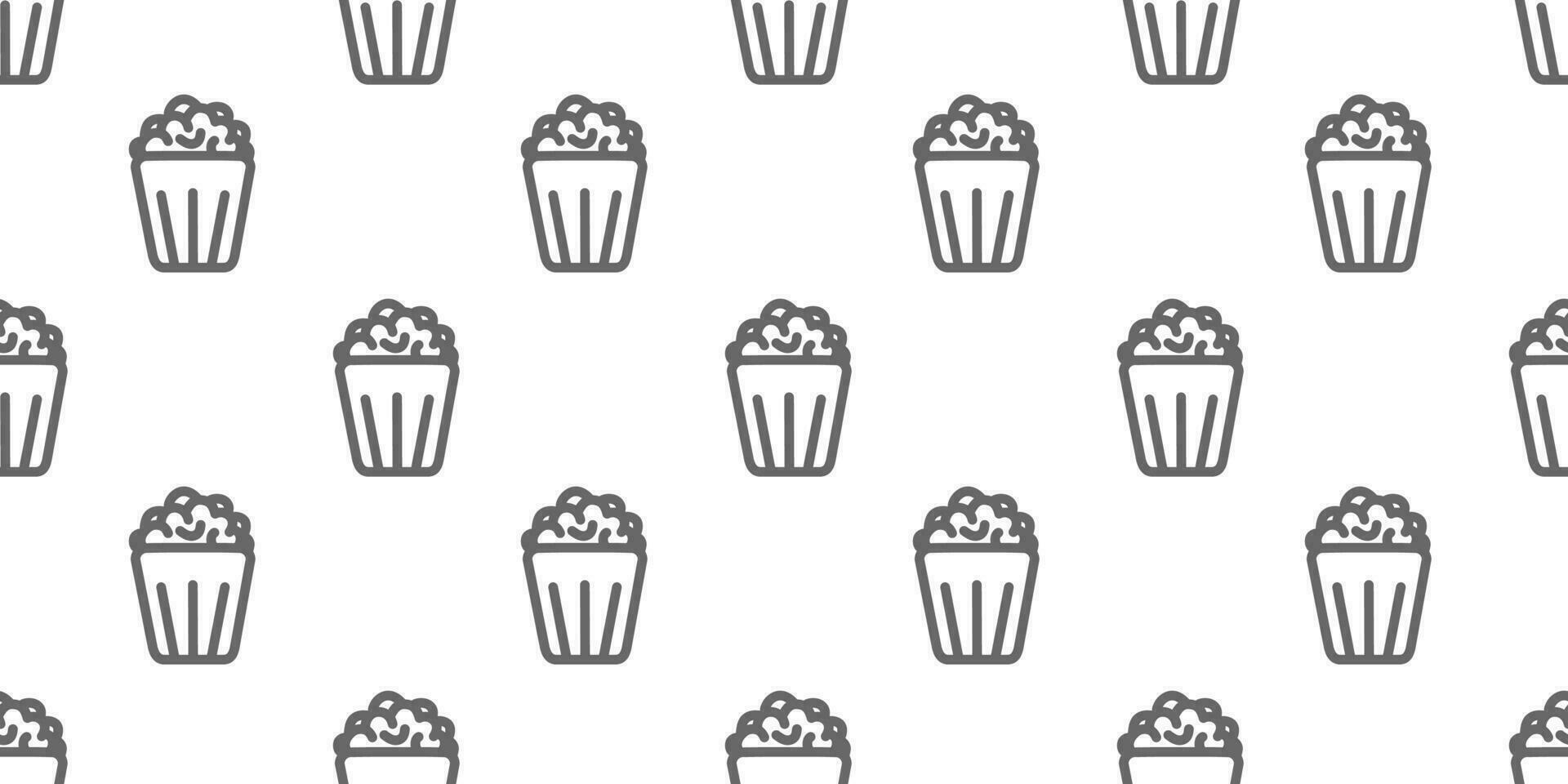 sans couture modèle pop corn ligne icône. Popcorn, seau, boîte. vecteur illustration isolé sur blanc Contexte. nourriture, collation. ligne style pour arrière-plan, menu, invitation.