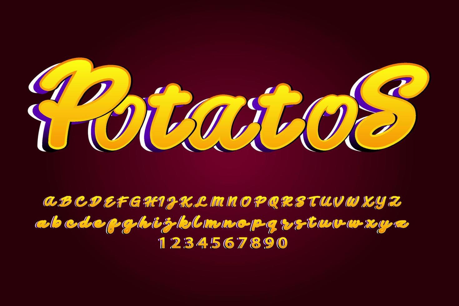 police de pommes de terre alphabet pour bannière d'affichage, produit, entreprise, promotion, annonces vecteur