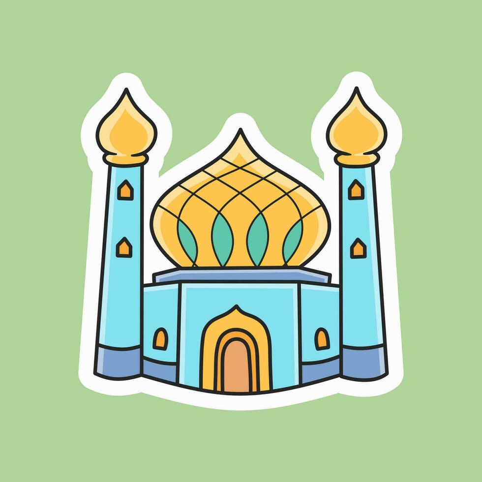 gratuit vecteur, illustration de Ramadan thème autocollant, grandiose mosquée vecteur