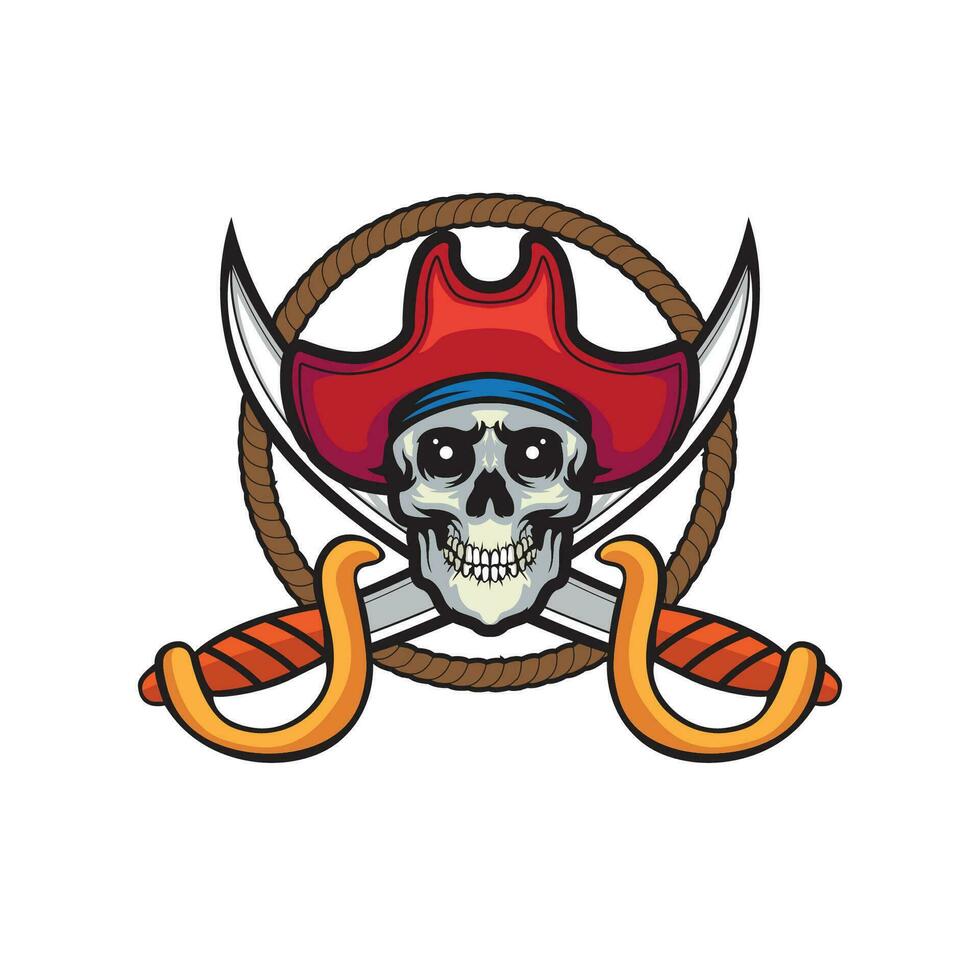 traverser épée pirate tête logo mascotte vecteur