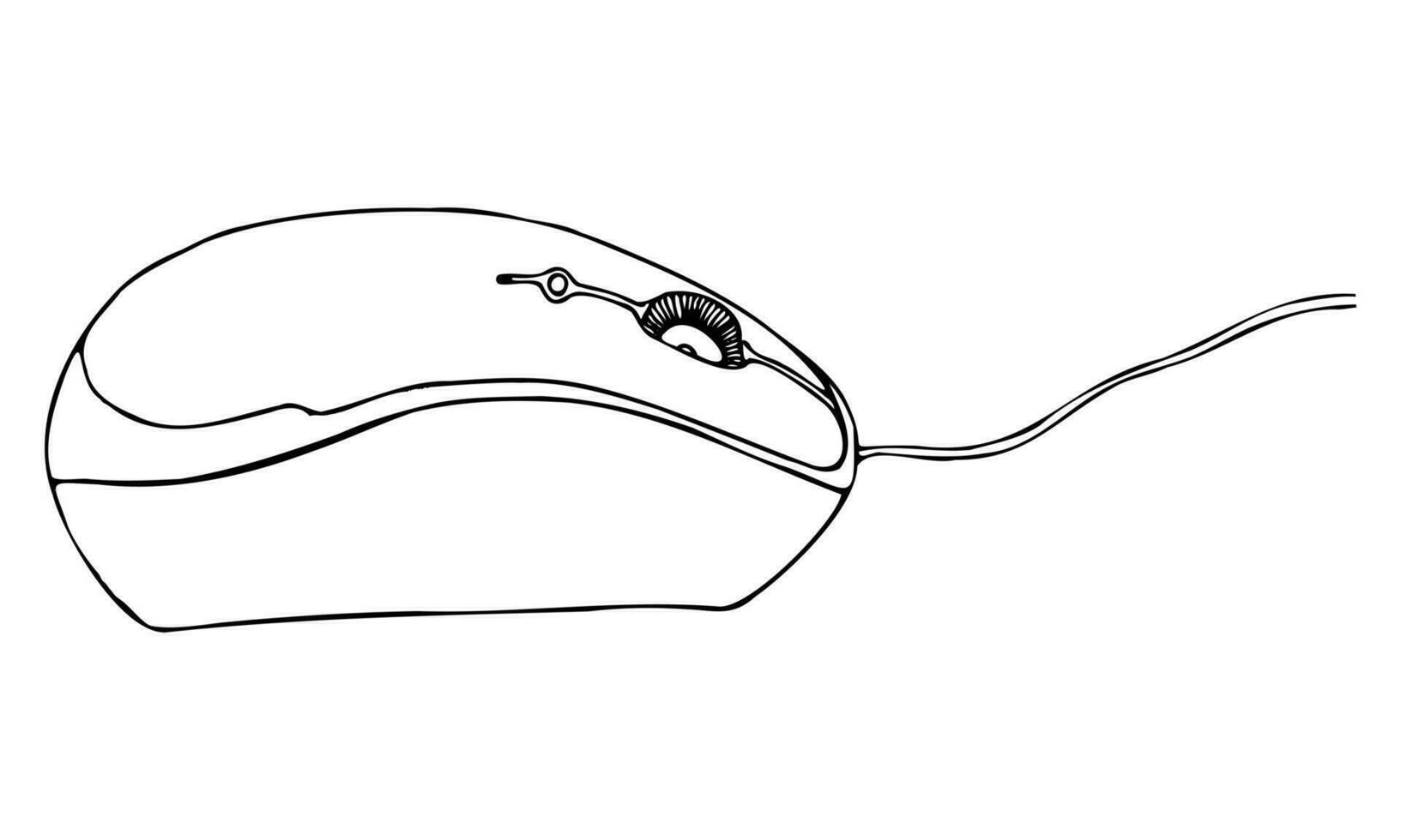 ordinateur Souris dans griffonnage style avec noir contour vecteur