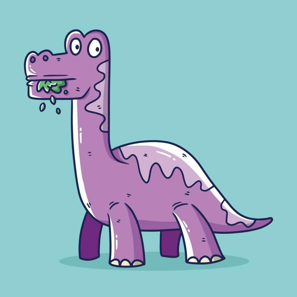 vecteur illustration de dessin animé dinosaure. diplodocus dessin animé illustration. main tiré vecteur illustration