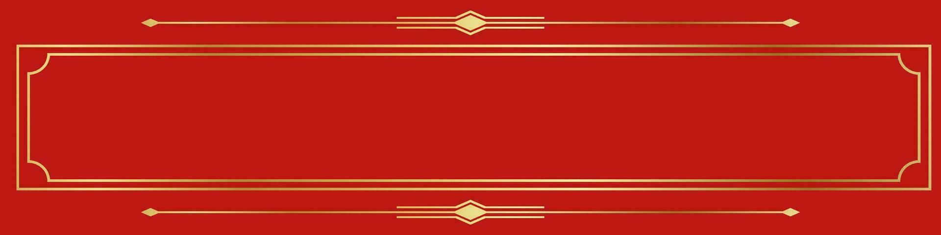 d'or encadré lignes pour cartes sur un élégant rouge Contexte. décoré dans Chine vecteur