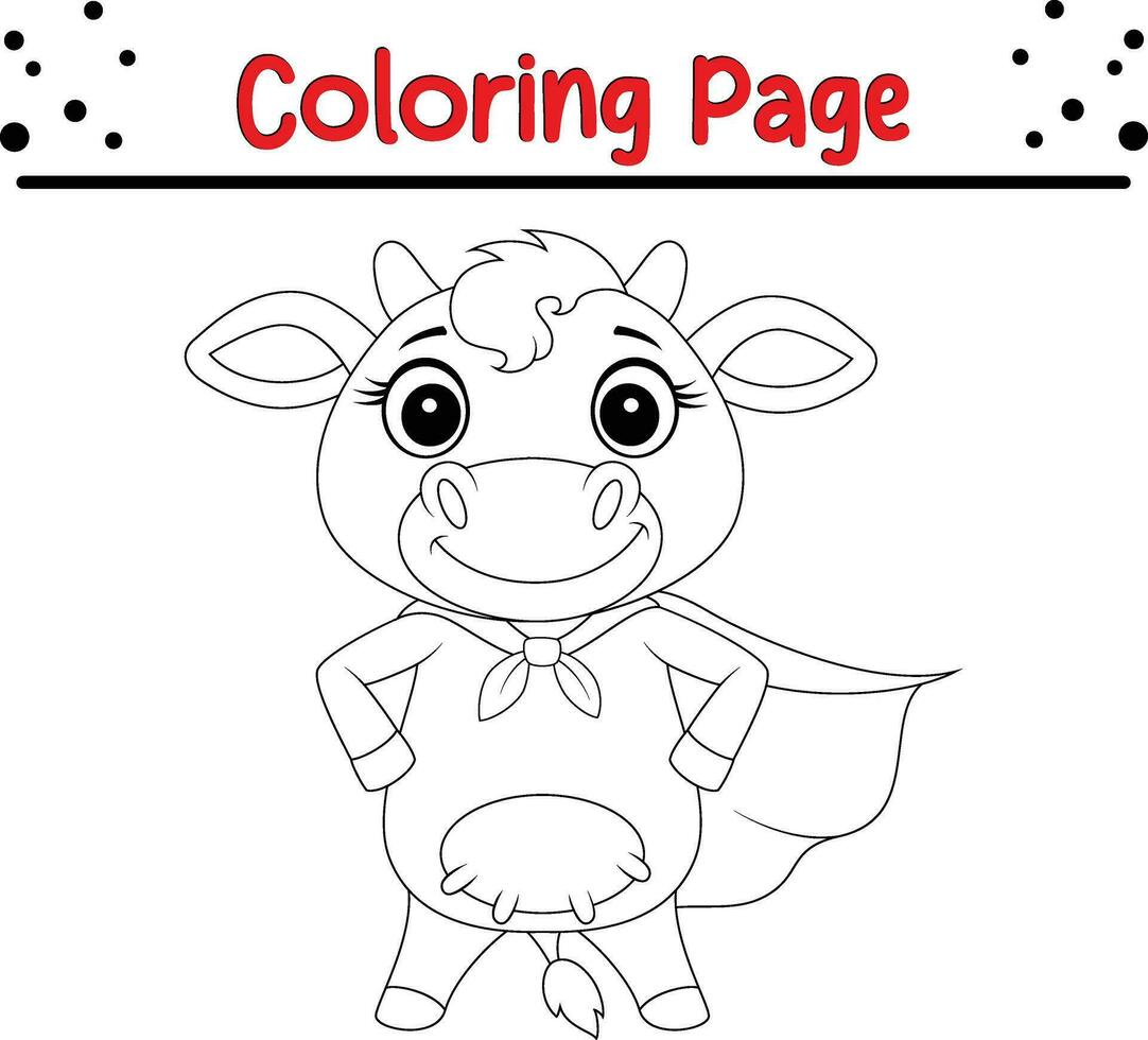 coloration page super-héros vache vecteur