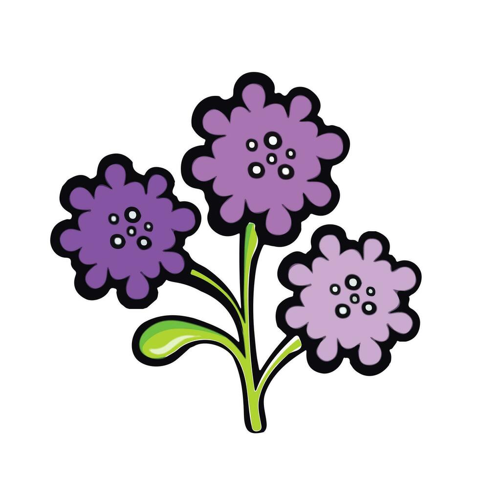 hortensia, stylisé multicouche violet fleur, vecteur