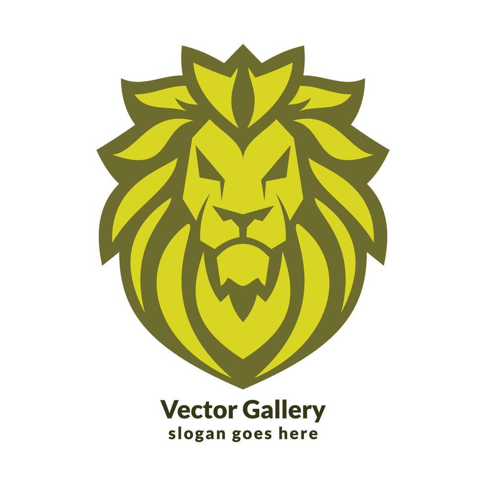 logo tête de lion doré vecteur