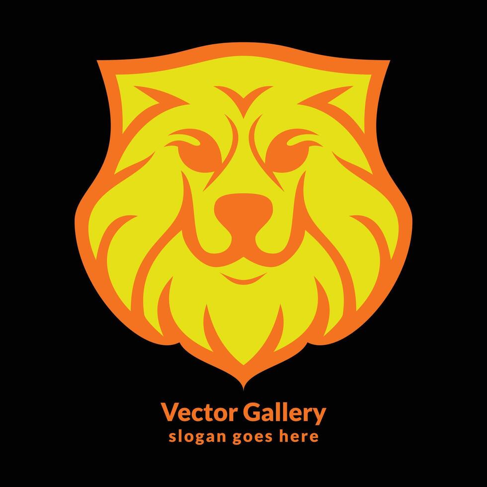 vecteur Lion tête logo conception coloré ligne art