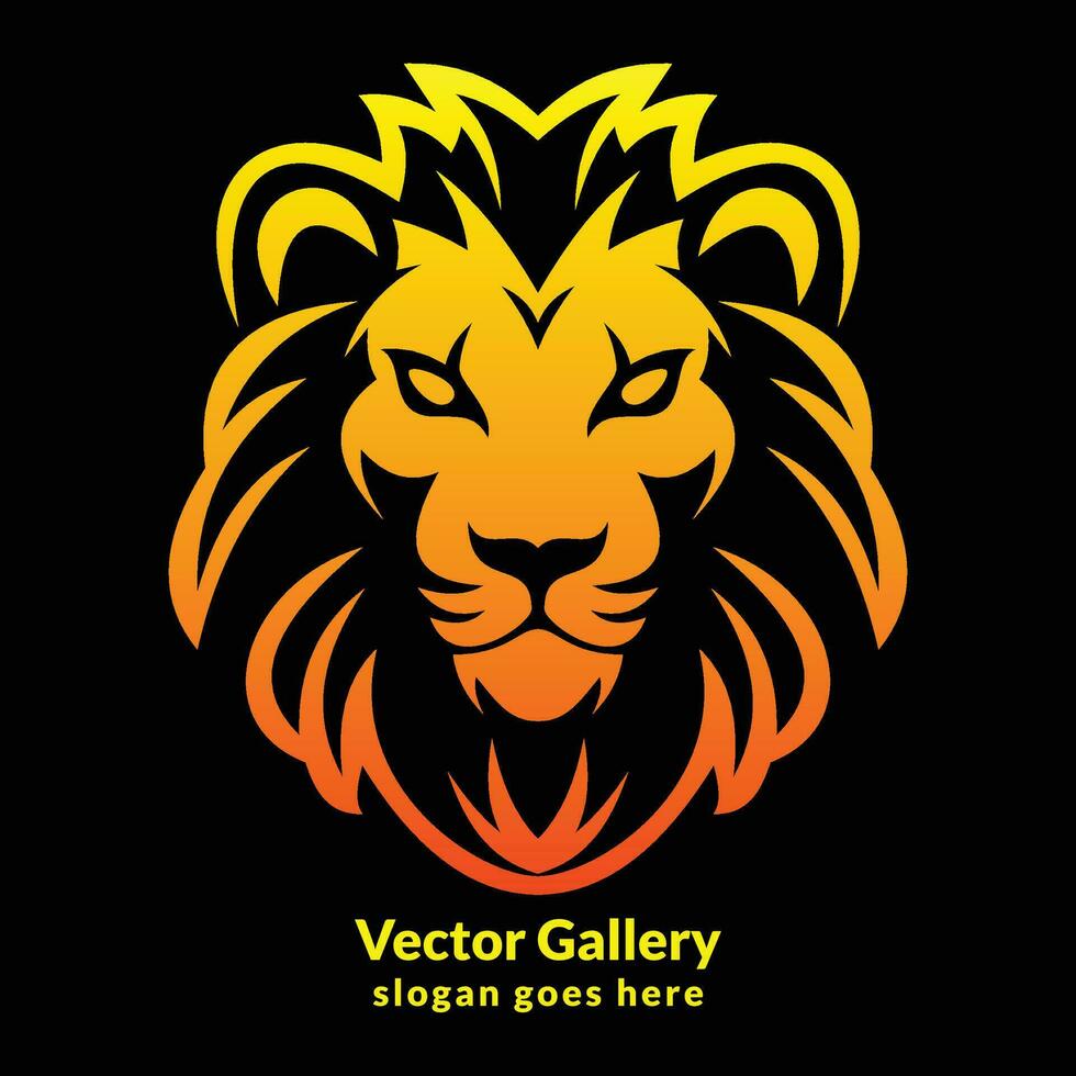 vecteur d'or Lion tête logo conception