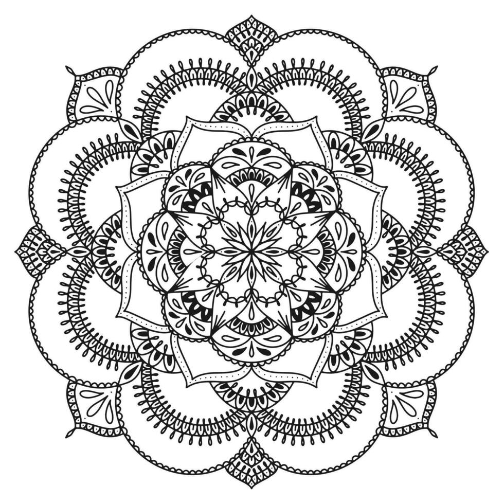 mandala pour henné, Mehndi, tatouage, décoration, coloration livre. décoratif rond ornements. ethnique Oriental circulaire ornement vecteur. anti stress thérapie dessin vecteur