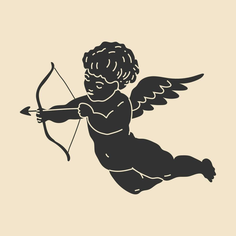 Cupidon pour la Saint-Valentin journée ancien sculpture mystique vecteur