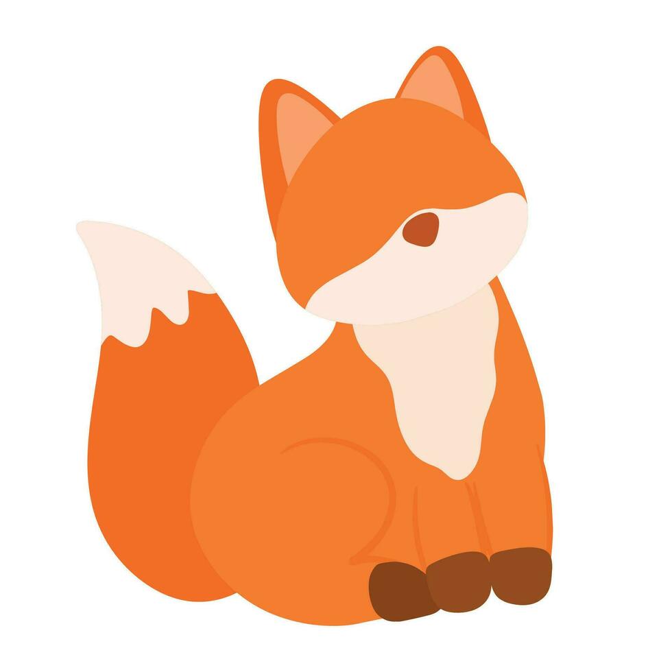 mignon petit renard assis animal sauvage en illustration vectorielle de dessin animé vecteur