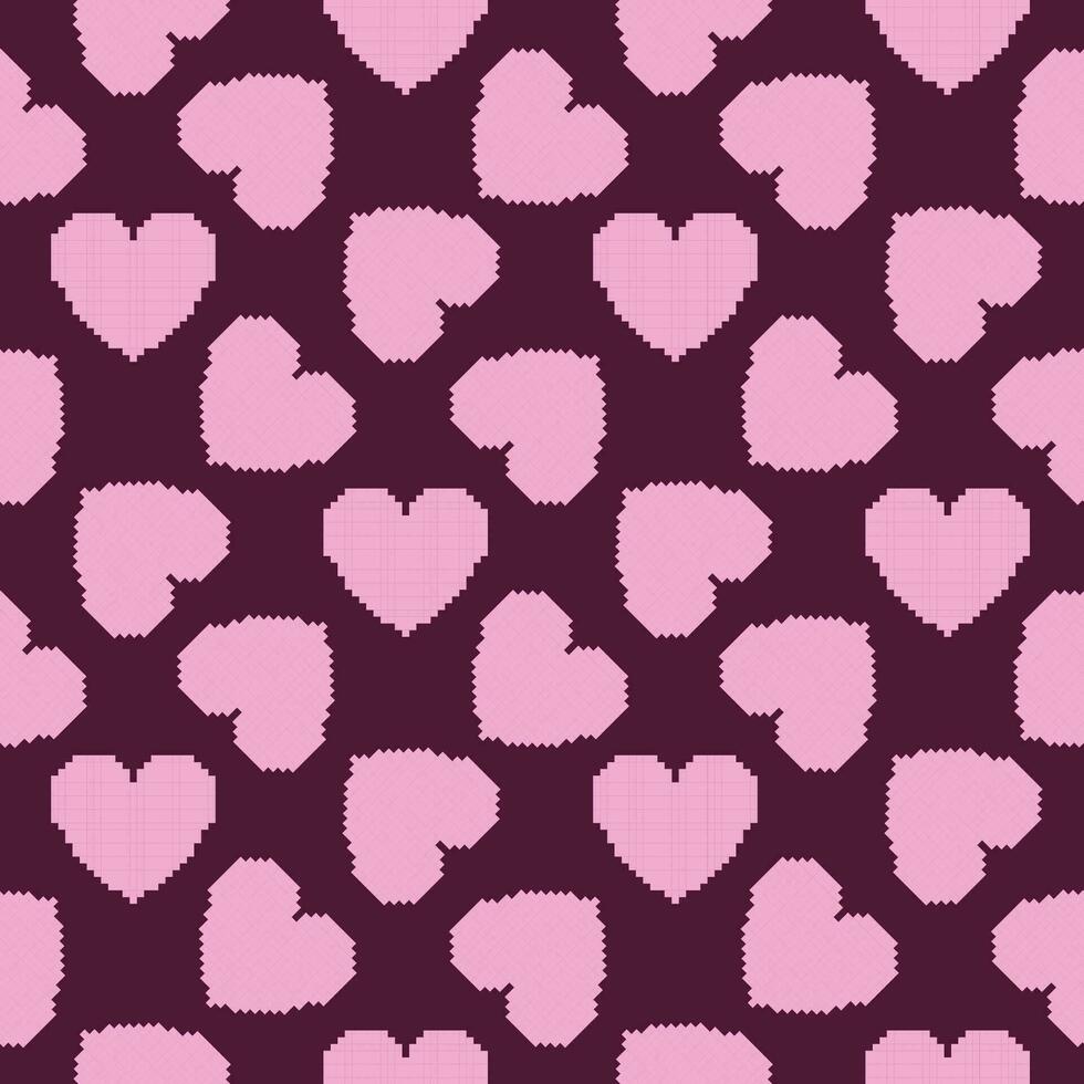 sans couture modèle avec pixel cœurs . vecteur illustration. Contexte dans rétro vidéo Jeu style. concept de la Saint-Valentin jour, mariage, mère journée.