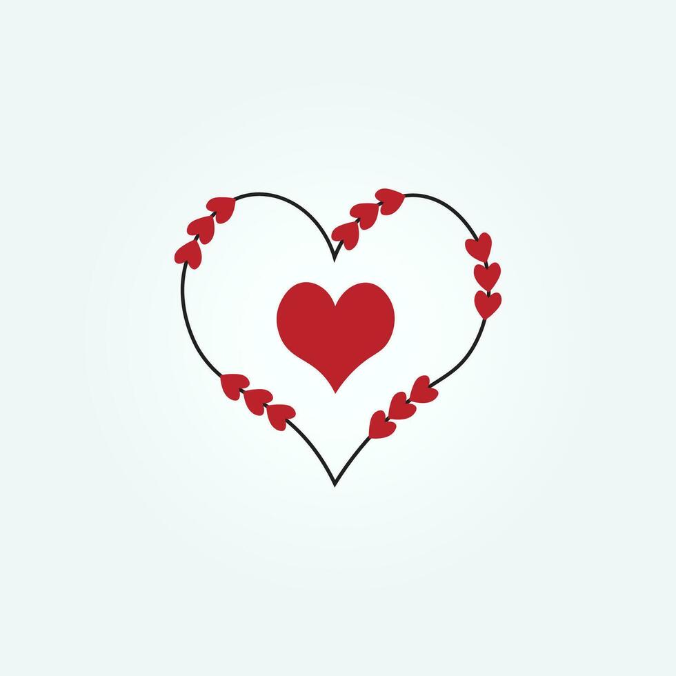 Valentin avec l'amour et cœur logo vecteur illustration conception