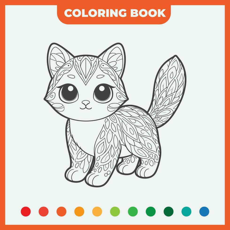 coloration livre esquisser conception modèle, avec une esquisser de une chat, noir contour vecteur