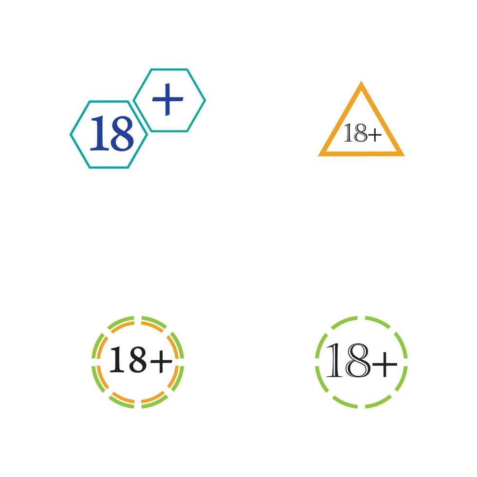 18 plus icône symbole modèle de conception d'illustration vectorielle vecteur