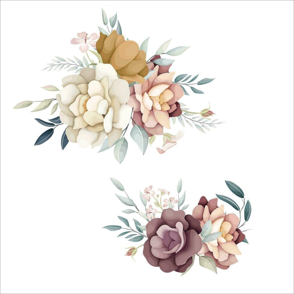 ensemble de fleur arrangements fleur et feuilles floral illustration pour mariage carte vecteur