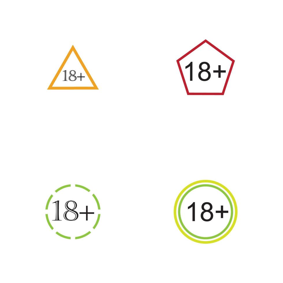 18 plus icône symbole modèle de conception d'illustration vectorielle vecteur