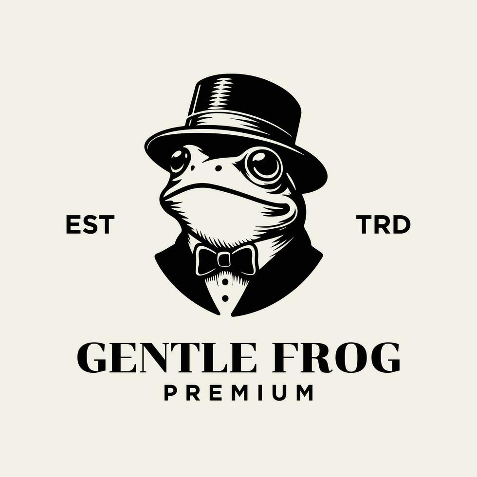 grenouille gentilhomme ancien logo icône conception vecteur