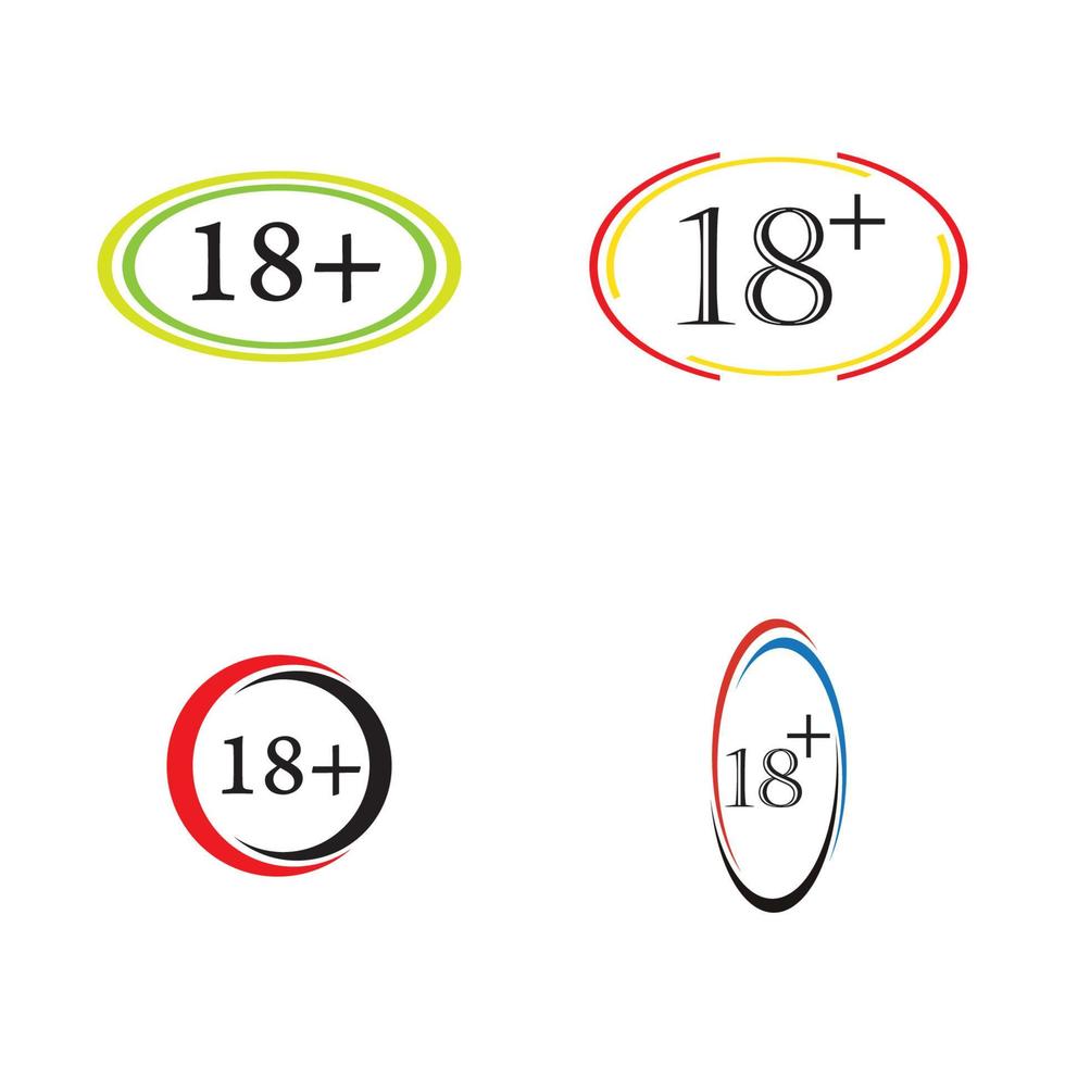 18 plus icône symbole modèle de conception d'illustration vectorielle vecteur