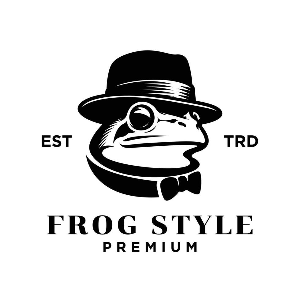 grenouille gentilhomme ancien logo icône conception vecteur