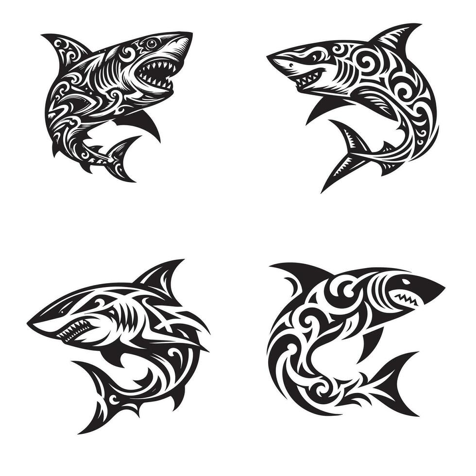 requin tribal logo icône conception illustration vecteur