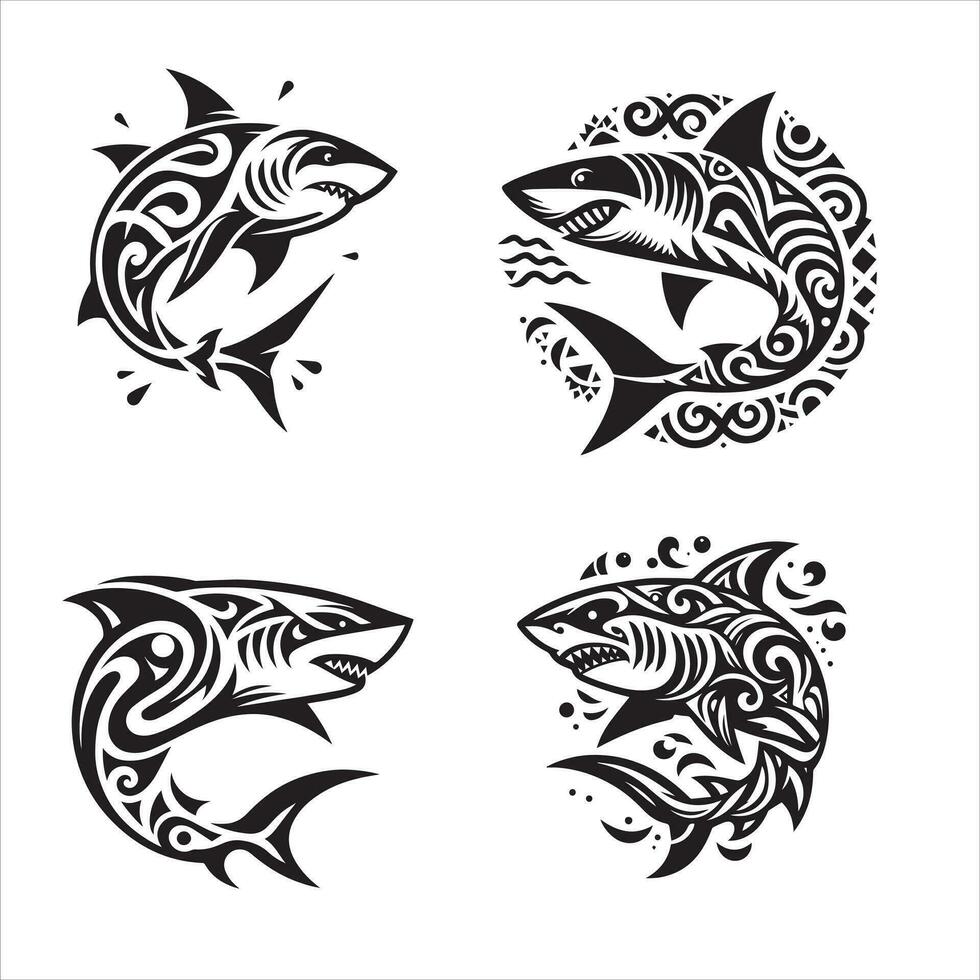 requin tribal logo icône conception illustration vecteur