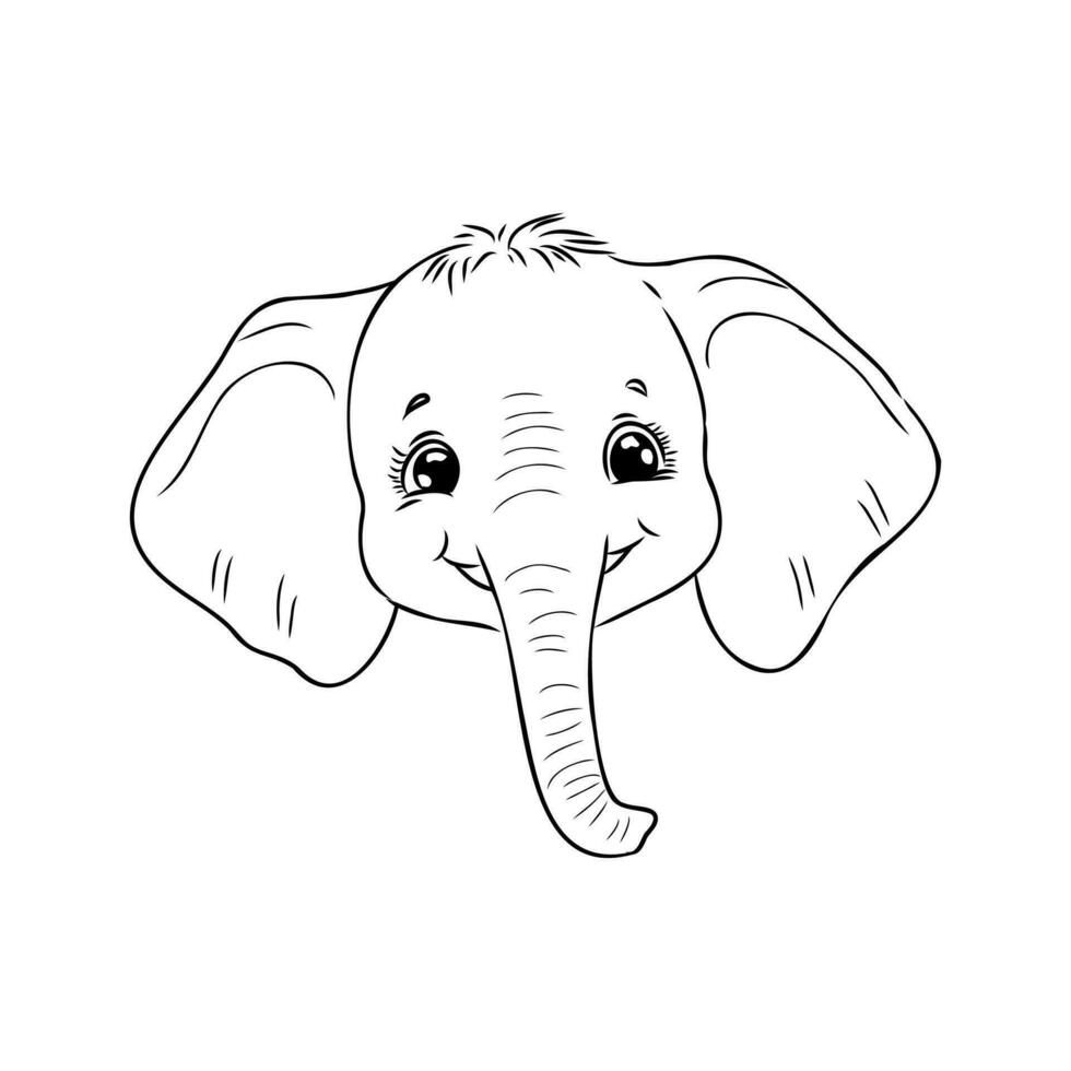 dessin animé l'éléphant esquisser vecteur